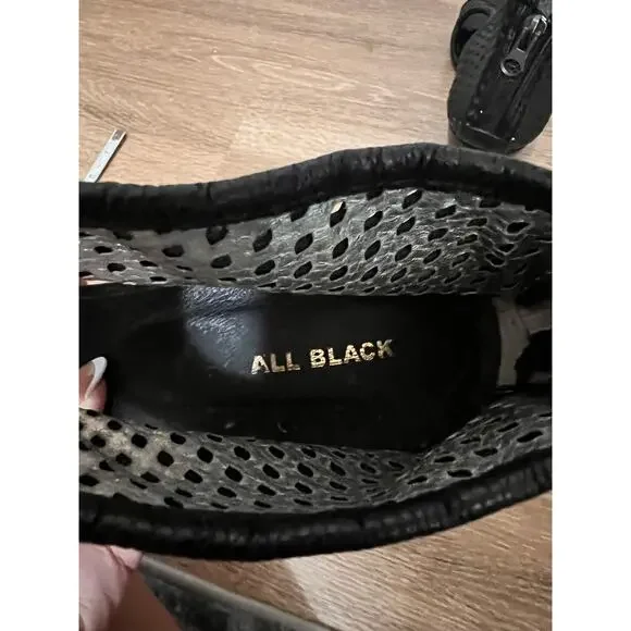 All Black Women's Wedge Toeless Booties Size 8.5 - Picture 10 of 15